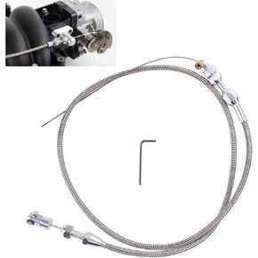 24'' Throttle Cable Stainless Steel Braided Covering Locking Kit With Aluminum Fitting & Ferrule, 24 INCH Adjustable Automotive Replacement Accelerator Cables (MY017-24IN) in Kuwait