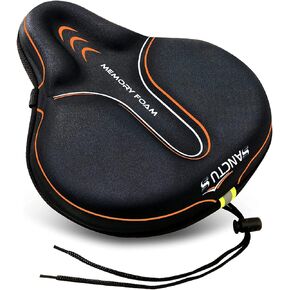 Bike Seat Cushion Cover Memory Foam, Large Wide Bicycle Saddle Soft for Men Women, Comfort Exercise Cycle Seats Cover Padded Fits Stationary Bikes, Cruiser, Spin, with Waterproof Cover