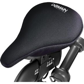 Domain Cycling Gel Bike Seat Cushion- Secure Peloton Fit for Smooth Stable Rides- Non-Slip Bicycle Seat Cushion for Exercise Bikes, Padded Bike Cushion Seat Cover for Men or Women Comfort, 10.5"x7"