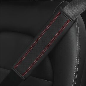 XINLIYA 2PCS Car Seat Belt Cover, Soft Shoulder Strap Covers Harness Pads, Safety Leather Seatbelt Comfort Driving Cushion Protect Your Neck and Shoulder Universal for Car, Truck, SUV (Black/Red)