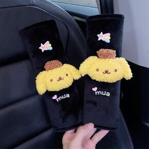 Kawaii Car Seat Belt Strap Cover, Cute 2 Pieces Set Anime Seat Strap Neck Protector Car Decorations for Women (Pink)