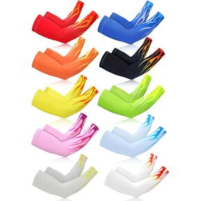 Tisancy 10 Pairs Sun Protection UV Arm Sleeves Cooling Anti Slip Compression Sleeves Sports Polyester Cycling Covers