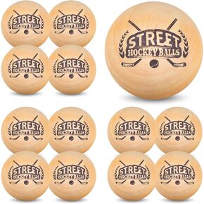 12 Pack Swedish Stickhandling Balls Hockey Balls Street Hardwood No Bounce Floorball Hockey Balls Training Equipment with Bag for Floor Dribbling Skills Fakes Ball Handling Drills 2Inch Diameter