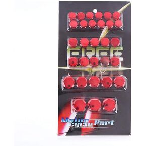 30PCS Motorcycle Screw Cap, Motorcycle Screw Nut Cover Cap Motorbike Screw Nut Bolt Cap Cover Decoration (For Yamaha Kawasaki)(Red)