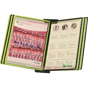 Tarifold Wall Mount Reference System with 10 Double-Sided Green & Black-Framed Display Pockets - 20 Sheet Capacity - Letter-Size (WBL291)