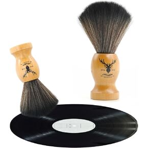 Small Vinyl Record Cleaner with Wooden Handle - Vinyl Record Brush for Anti-Static Cleaning of Records and Accessories (Brown Deer)