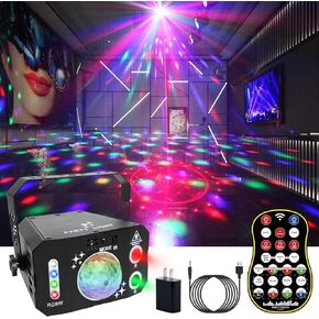 Wuzstar 7 Lens Disco Ball Lights,USB Powered RGBW DJ Strobe Lighting Sound Activated,Laser Party Light Indoor Outdoor for Xmas Club Bar Parties Holiday Christmas Home Decoration