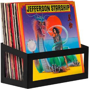 رف عرض من الفينيل Hi-Fi من Hudson - عبوة واحدة، فولاذ صلب، ساتان أسود، حامل سجل الفينيل على الحائط، يناسب 25 LPs