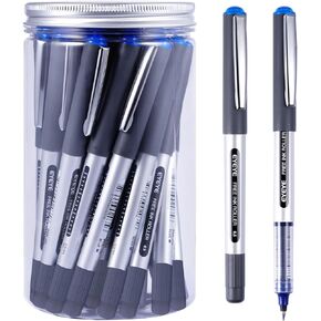 EYEYE Blue Pens 0.5mm Liquid Ink Rollerball Pen, 25 Pack Extra Fine Point Quick Dry, Blue Ink Pens Fine Point Smooth Writing Pen for Journaling, Note Taking, Office, School Supplies