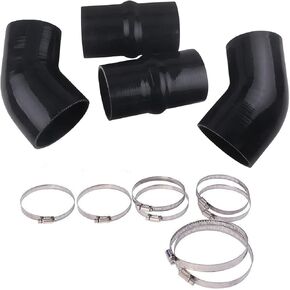 Heavy Duty Silicone Intercooler Boot Kit for 1994 1995 1996 1997 1998 1999 2000 2001 2002 Dodge Ram 5.9L Diesel (BLACK)
