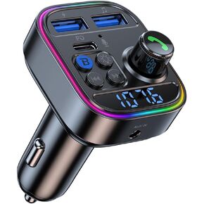 Alanph Bluetooth 5.3 Car Adapter, PD30W Super Fast Charging Wireless FM Radio Transmitter for Car, Bluetooth/U Disk Playback, Hands-Free Calling, AUX Adapter
