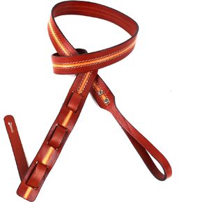 Walker And Williams M-11 Premium Retro Chestnut & Tan 100% جلد محبب مندولين أو ماندولا أو بوزوكي أو حزام Uke للمندولين من النوع A وF in Kuwait