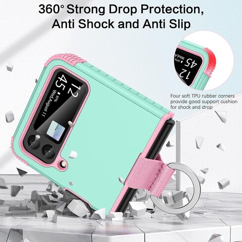حافظة BENTOBEN لهاتف Samsung Galaxy Z Flip 3 5G، شديدة التحمل 2 في 1 غطاء حماية كامل الجسم متين مقاوم للصدمات مع أغطية دائرية للفتيات والنساء والأولاد والرجال لهاتف Galaxy Z Flip 3 6.7 بوصة، أرجواني/نعناعي in Saudi Arabia