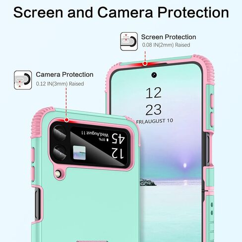 حافظة BENTOBEN لهاتف Samsung Galaxy Z Flip 3 5G، شديدة التحمل 2 في 1 غطاء حماية كامل الجسم متين مقاوم للصدمات مع أغطية دائرية للفتيات والنساء والأولاد والرجال لهاتف Galaxy Z Flip 3 6.7 بوصة، أرجواني/نعناعي in Saudi Arabia