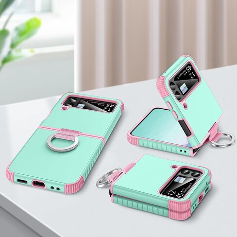 حافظة BENTOBEN لهاتف Samsung Galaxy Z Flip 3 5G، شديدة التحمل 2 في 1 غطاء حماية كامل الجسم متين مقاوم للصدمات مع أغطية دائرية للفتيات والنساء والأولاد والرجال لهاتف Galaxy Z Flip 3 6.7 بوصة، أرجواني/نعناعي in Saudi Arabia