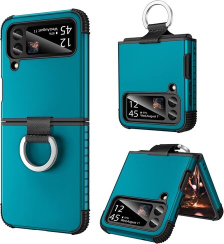 BENTOBEN for Samsung Galaxy Z Flip 3 Case, Z Flip 3 5G Case, Heavy Duty 2 in 1 Full Body Rugged Shockproof Protection Cover with Ring Girls Women Boy Men Covers for Galaxy Z Flip 3 6.7", Black in Kuwait