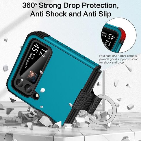 BENTOBEN for Samsung Galaxy Z Flip 3 Case, Z Flip 3 5G Case, Heavy Duty 2 in 1 Full Body Rugged Shockproof Protection Cover with Ring Girls Women Boy Men Covers for Galaxy Z Flip 3 6.7", Black in Kuwait