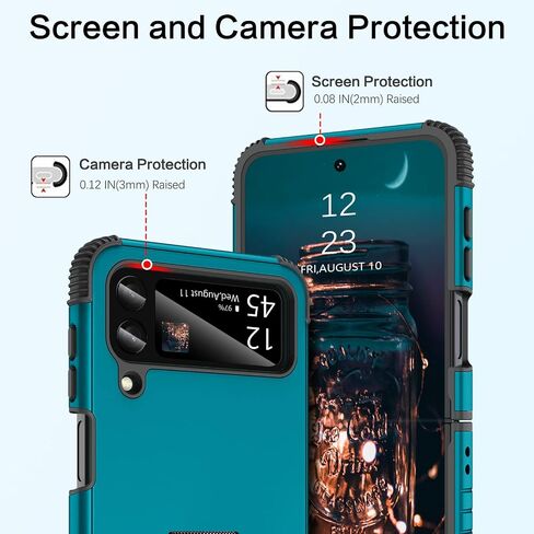 BENTOBEN for Samsung Galaxy Z Flip 3 Case, Z Flip 3 5G Case, Heavy Duty 2 in 1 Full Body Rugged Shockproof Protection Cover with Ring Girls Women Boy Men Covers for Galaxy Z Flip 3 6.7", Black in Kuwait