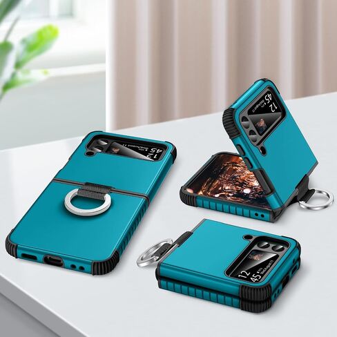 BENTOBEN for Samsung Galaxy Z Flip 3 Case, Z Flip 3 5G Case, Heavy Duty 2 in 1 Full Body Rugged Shockproof Protection Cover with Ring Girls Women Boy Men Covers for Galaxy Z Flip 3 6.7", Black in Kuwait