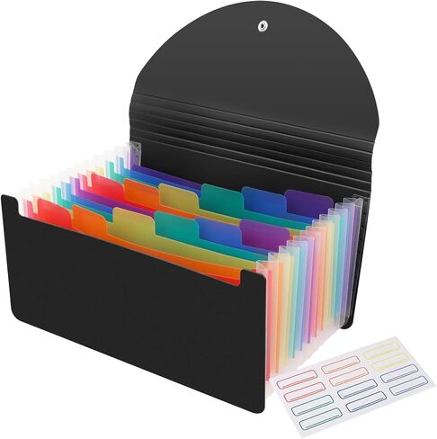 حافظة ملفات بلاستيكية سوداء من كازون مقاس A6 تحتوي على 13 جيبًا للتخزين والتنظيم in Kuwait