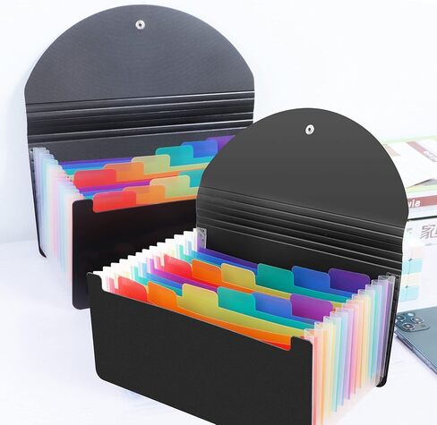 حافظة ملفات بلاستيكية سوداء من كازون مقاس A6 تحتوي على 13 جيبًا للتخزين والتنظيم in Kuwait