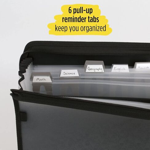 Five Star 7 Pocket Expanding File Organizer, Plastic Expandable File Folders with Customizable Tabs & Clear Cover, Holds 13.75" X10.75", Zipper Closure, Color Will Vary (35170) in Saudi Arabia