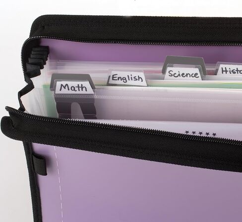 Five Star 7 Pocket Expanding File Organizer, Plastic Expandable File Folders with Customizable Tabs & Clear Cover, Holds 13.75" X10.75", Zipper Closure, Color Will Vary (35170) in Saudi Arabia