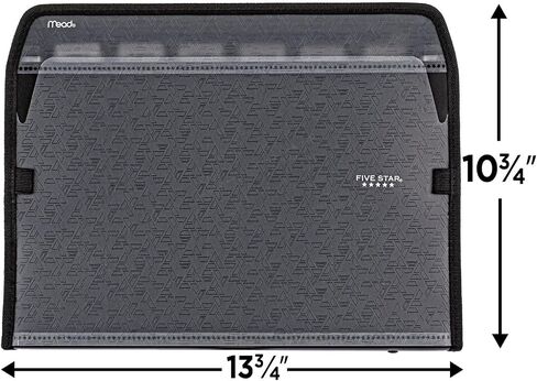 Five Star 7 Pocket Expanding File Organizer, Plastic Expandable File Folders with Customizable Tabs & Clear Cover, Holds 13.75" X10.75", Zipper Closure, Color Will Vary (35170) in Saudi Arabia