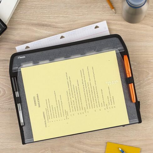 Five Star 7 Pocket Expanding File Organizer, Plastic Expandable File Folders with Customizable Tabs & Clear Cover, Holds 13.75" X10.75", Zipper Closure, Color Will Vary (35170) in Saudi Arabia