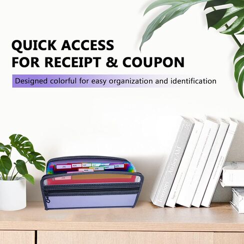 منظم قسيمة الإيصالات من Nicecho، منظم ملفات الأكورديون الصغير 13 جيبًا مع ملصقات قوس قزح، مجلد ملفات صغير لمستندات الأعمال الخاصة بالبطاقات، إغلاق بسحاب، 11 * 6.8 بوصة (أسود)... in Kuwait