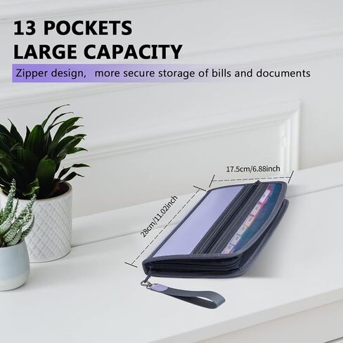 منظم قسيمة الإيصالات من Nicecho، منظم ملفات الأكورديون الصغير 13 جيبًا مع ملصقات قوس قزح، مجلد ملفات صغير لمستندات الأعمال الخاصة بالبطاقات، إغلاق بسحاب، 11 * 6.8 بوصة (أسود)... in Kuwait