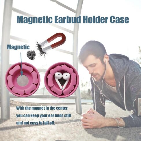 MAIRUI Wired Earbud Case 4 Pack Earphone Headphone Cord Organizer Earbuds Wrap Soft Silicone Magnetic Holder Storage Tangle Free Cable Winder(Purple/Pink/Blue/Black) in Saudi Arabia