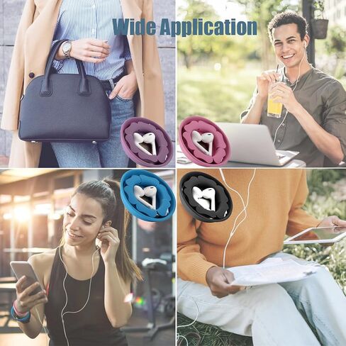 MAIRUI Wired Earbud Case 4 Pack Earphone Headphone Cord Organizer Earbuds Wrap Soft Silicone Magnetic Holder Storage Tangle Free Cable Winder(Purple/Pink/Blue/Black) in Saudi Arabia