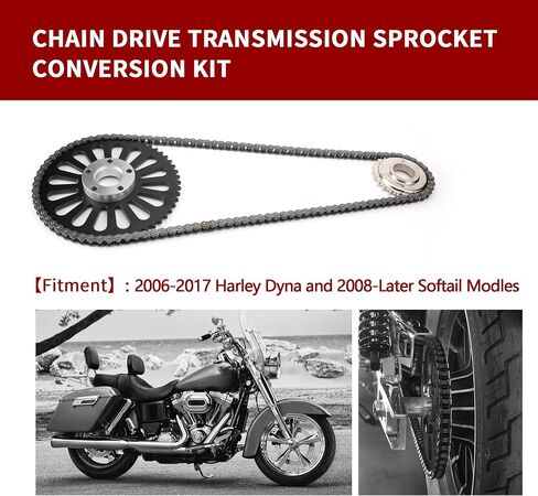 طقم تحويل ضرس ناقل الحركة من الحزام إلى سلسلة محرك يناسب موديلات 2006-2017 Harley Dyna و2008 الأحدث Softail in Saudi Arabia