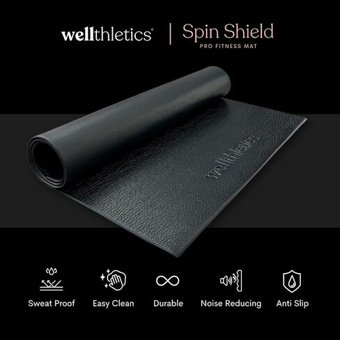 Wellthletics Spin Shield Pro Fitness Mat - Spin Bike Mat, Exercise Mat Compatible with Peloton Bike, Gym Equipment Mat, Exercise equipment mat to Protect Floors and Carpets in Saudi Arabia