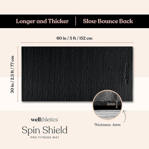 Wellthletics Spin Shield Pro Fitness Mat - Spin Bike Mat, Exercise Mat Compatible with Peloton Bike, Gym Equipment Mat, Exercise equipment mat to Protect Floors and Carpets in Saudi Arabia