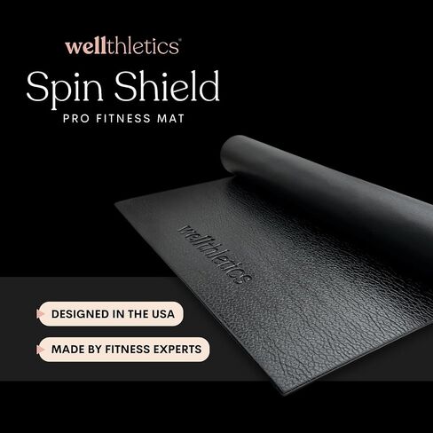 Wellthletics Spin Shield Pro Fitness Mat - Spin Bike Mat, Exercise Mat Compatible with Peloton Bike, Gym Equipment Mat, Exercise equipment mat to Protect Floors and Carpets in Saudi Arabia
