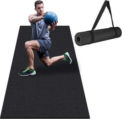 Large Exercise Mat 8'x5'|12'x6' Workout Mat for Home Gym Mats Exercise Heavy Duty Gym Flooring Fitness Mat Large Yoga Mat Cardio Mat for Weightlifting, Jump Rope, MMA, Stretch, Plyo, HIIT, Shoe-Friendly in Saudi Arabia