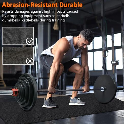 Large Exercise Mat 8'x5'|12'x6' Workout Mat for Home Gym Mats Exercise Heavy Duty Gym Flooring Fitness Mat Large Yoga Mat Cardio Mat for Weightlifting, Jump Rope, MMA, Stretch, Plyo, HIIT, Shoe-Friendly in Saudi Arabia