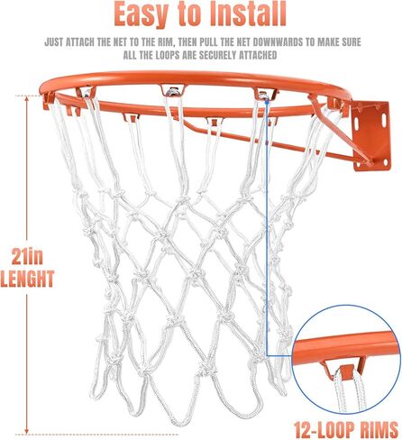 استبدال شبكة كرة السلة، شبكة كرة سلة سميكة شديدة التحمل تناسب إطارات 12 حلقة قياسية للاستخدام الداخلي والخارجي، شبكة سلة مضادة للسوط لجميع الأحوال الجوية in Kuwait