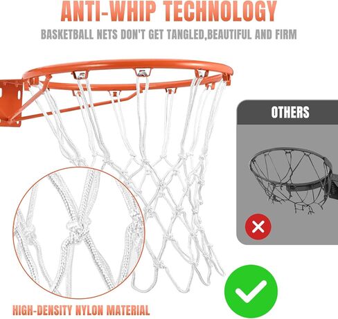 استبدال شبكة كرة السلة، شبكة كرة سلة سميكة شديدة التحمل تناسب إطارات 12 حلقة قياسية للاستخدام الداخلي والخارجي، شبكة سلة مضادة للسوط لجميع الأحوال الجوية in Kuwait