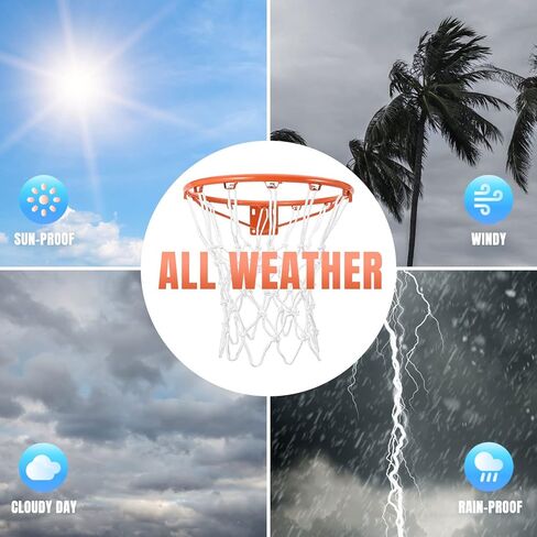 استبدال شبكة كرة السلة، شبكة كرة سلة سميكة شديدة التحمل تناسب إطارات 12 حلقة قياسية للاستخدام الداخلي والخارجي، شبكة سلة مضادة للسوط لجميع الأحوال الجوية in Kuwait