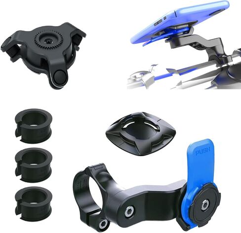 Crynod 1 PC Car 360° Rotating Navigation Bracket, Silicone Gasket Double Chassis Suspended Mobile Phone Shock-Absorbing Base, Universal Fixed Accessories, for Cars, Motorcycles (Blue & Black) in Saudi Arabia