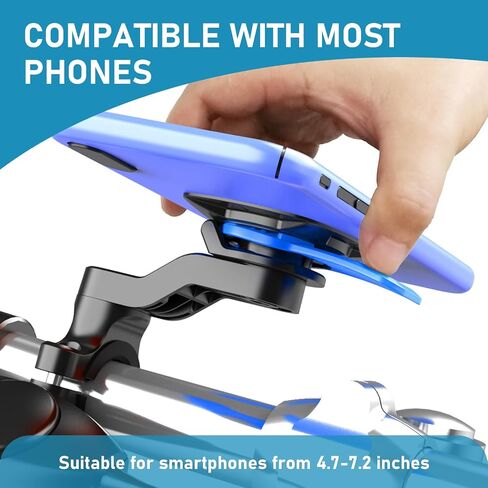 Crynod 1 PC Car 360° Rotating Navigation Bracket, Silicone Gasket Double Chassis Suspended Mobile Phone Shock-Absorbing Base, Universal Fixed Accessories, for Cars, Motorcycles (Blue & Black) in Saudi Arabia