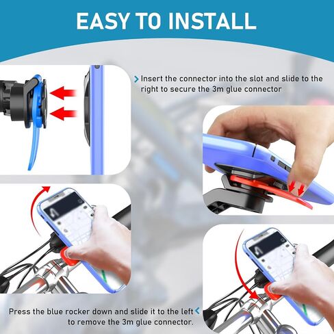 Crynod 1 PC Car 360° Rotating Navigation Bracket, Silicone Gasket Double Chassis Suspended Mobile Phone Shock-Absorbing Base, Universal Fixed Accessories, for Cars, Motorcycles (Blue & Black) in Saudi Arabia