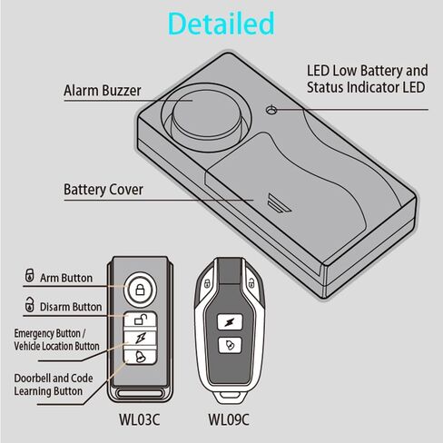 إنذار اهتزاز لاسلكي مع جهاز تحكم عن بعد إنذار مضاد للسرقة، نظام أمان ضد فقدان الباب والنافذة ضد السرقة للدراجات النارية ومركبات السيارات in Kuwait