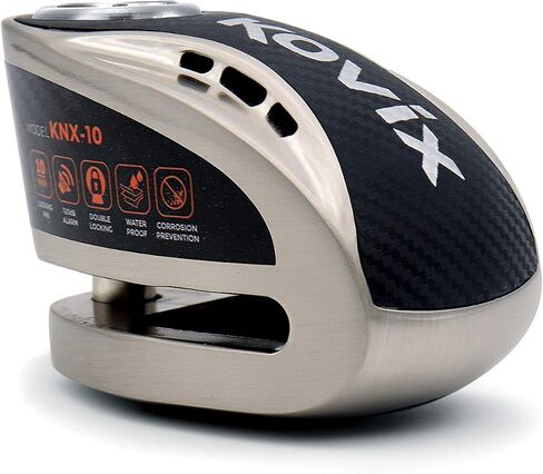 قفل فرامل قرص إنذار KOVIX KNX10 للدراجات النارية 10 مم دبوس 3 مفاتيح شديدة التحمل مضادة للسرقة برتقالي فلوري (معدن مصقول) in Kuwait