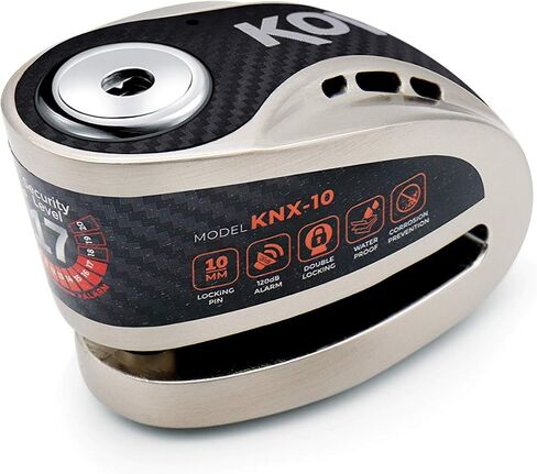 قفل فرامل قرص إنذار KOVIX KNX10 للدراجات النارية 10 مم دبوس 3 مفاتيح شديدة التحمل مضادة للسرقة برتقالي فلوري (معدن مصقول) in Kuwait