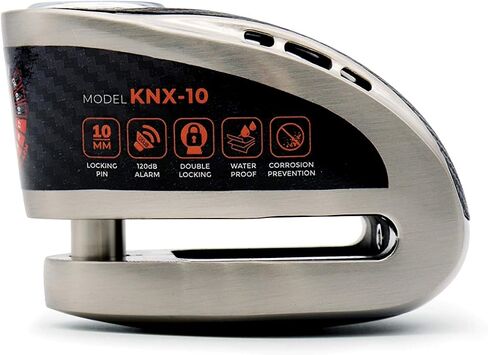 قفل فرامل قرص إنذار KOVIX KNX10 للدراجات النارية 10 مم دبوس 3 مفاتيح شديدة التحمل مضادة للسرقة برتقالي فلوري (معدن مصقول) in Kuwait