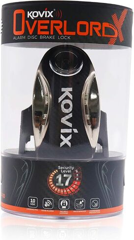 قفل فرامل قرص إنذار KOVIX KNX10 للدراجات النارية 10 مم دبوس 3 مفاتيح شديدة التحمل مضادة للسرقة برتقالي فلوري (معدن مصقول) in Kuwait
